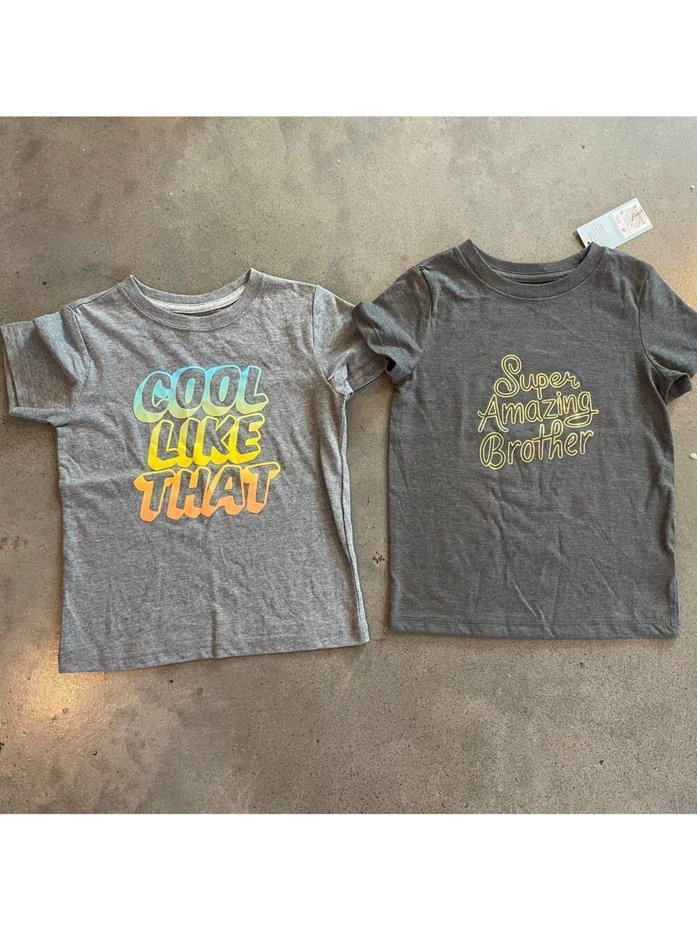 Okie dokie cat & jack gray boys tshirts 3T new cool brother tee bundle tops